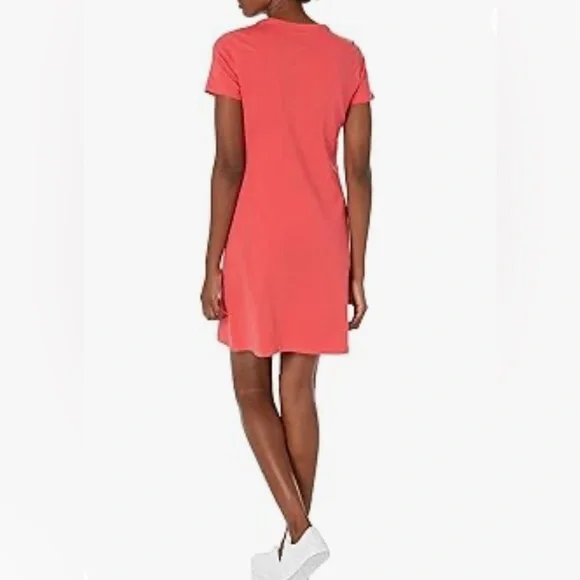 Calvin Klein Relaxed Short Sleeve Midi Logo T-Shirt Dress Watermelon Size S - Picture 2 of 9